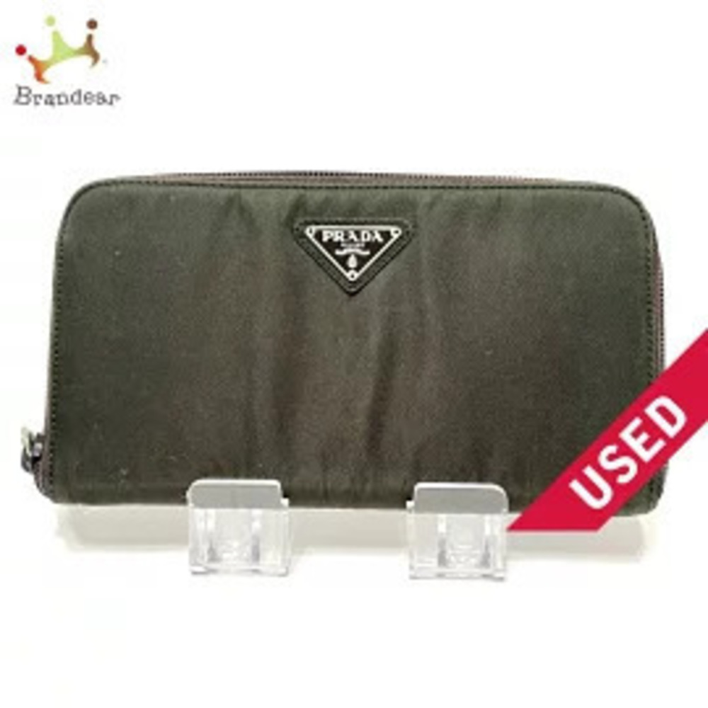 Prada Long Wallet Round Zipper Khaki Green